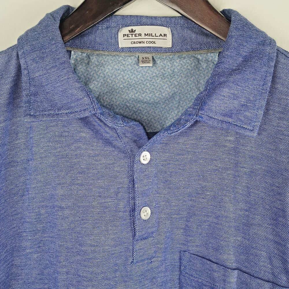 Peter Millar Crown Cool Polo Mens 2XL Cotten Tensel Linen Blend Kiawa Island